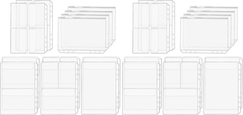 salbsever Premium Clear Binder Zipper Folders - 12PCS A5 Size 6 Holes Binder Inserts, Document Filing Bags for 6-Ring Notebook Loose Leaf Bags (Pack of 2) - Image 1